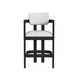 Portland Arm Barstool with White Fabric in Black (2 Per Carton) - Tampa Furniture Outlet