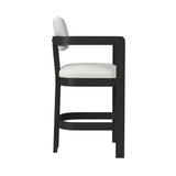 Portland Arm Barstool with White Fabric in Black (2 Per Carton) - Tampa Furniture Outlet
