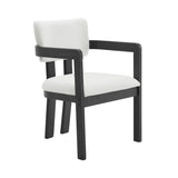 Portland Arm Chair with Snow White Fabric in Black (2 Per Carton)