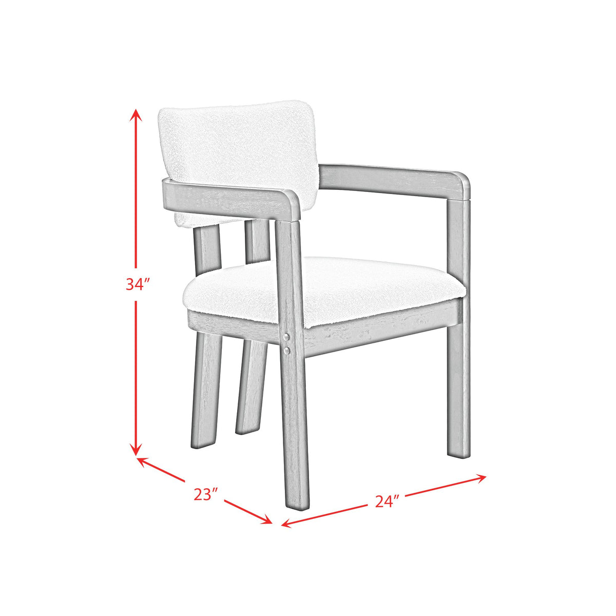 Portland Arm Chair with Snow White Fabric in Natural (2 Per Carton)