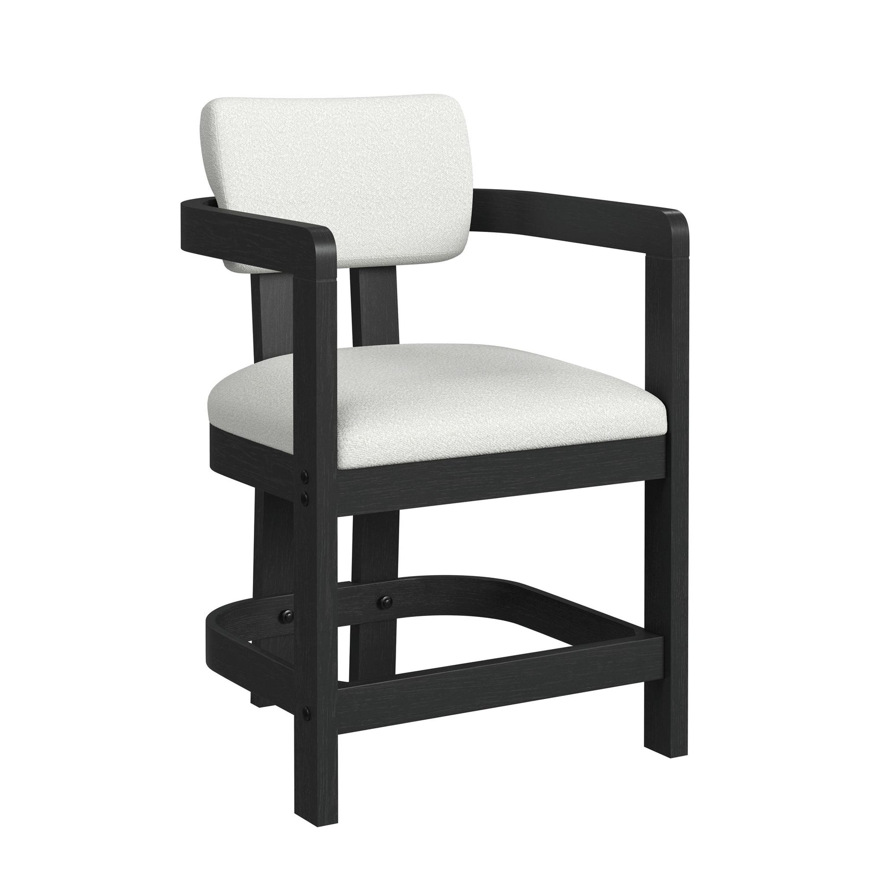 Portland Arm Counter Stool with White Fabric in Black (2 Per Carton) - Tampa Furniture Outlet