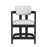 Portland Arm Counter Stool with White Fabric in Black (2 Per Carton) - Tampa Furniture Outlet