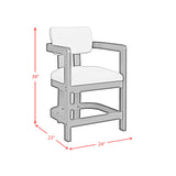 Portland Arm Counter Stool with White Fabric in Black (2 Per Carton) - Tampa Furniture Outlet