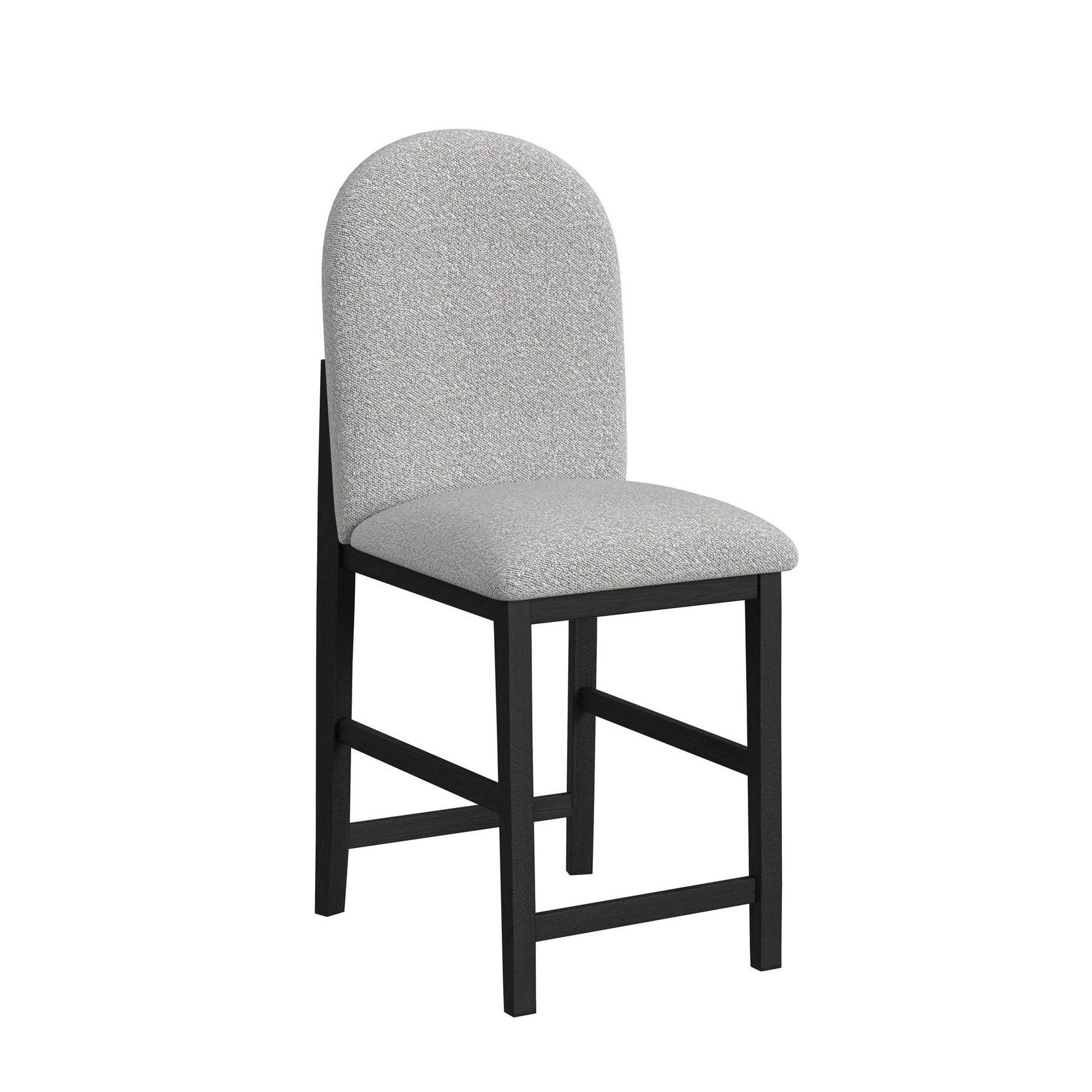 Portland Round Back Barstool with Grey Fabric in Black (2 Per Carton) - Tampa Furniture Outlet