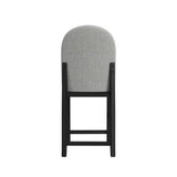 Portland Round Back Barstool with Grey Fabric in Black (2 Per Carton) - Tampa Furniture Outlet