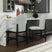 Portland Round Back Counter Stool with Grey Fabric in Black (2 Per Carton) – SKU D-1710-8-CST2 | Elements