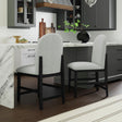 Portland Round Back Counter Stool with Grey Fabric in Black (2 Per Carton) – SKU D-1710-8-CST2 | Elements
