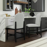 Portland Round Back Counter Stool with Grey Fabric in Black (2 Per Carton) – SKU D-1710-8-CST2 | Elements