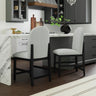 Portland Round Back Counter Stool with Grey Fabric in Black (2 Per Carton) – SKU D-1710-8-CST2 | Elements