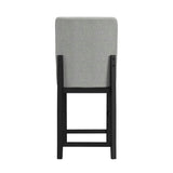 Portland Square Back Barstool with Grey Fabric in Black (2 Per Carton) - Tampa Furniture Outlet