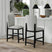 Portland Square Back Barstool with Grey Fabric in Black (2 Per Carton) – SKU D-1710-8-BST1 | Elements