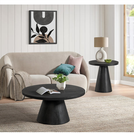 Portland Round Coffee Table in Black - Tampa Furniture Outlet