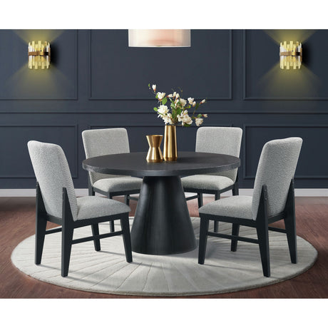 Portland Side Chair with Grey Fabric (PGY1113-4) in Black (2 Per Carton) – SKU D-1710-8-SC1 | Elements