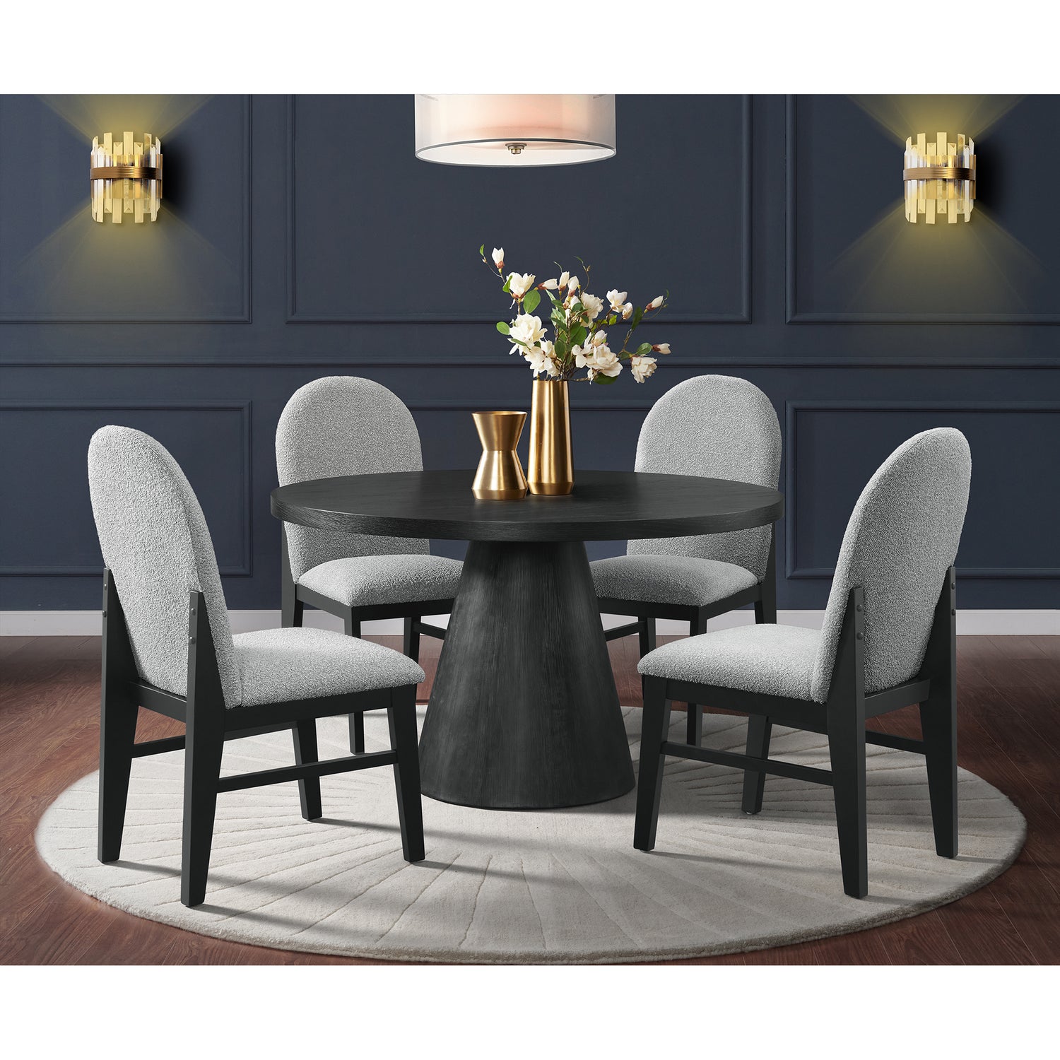 Portland Round Dining Table in Black - Tampa Furniture Outlet