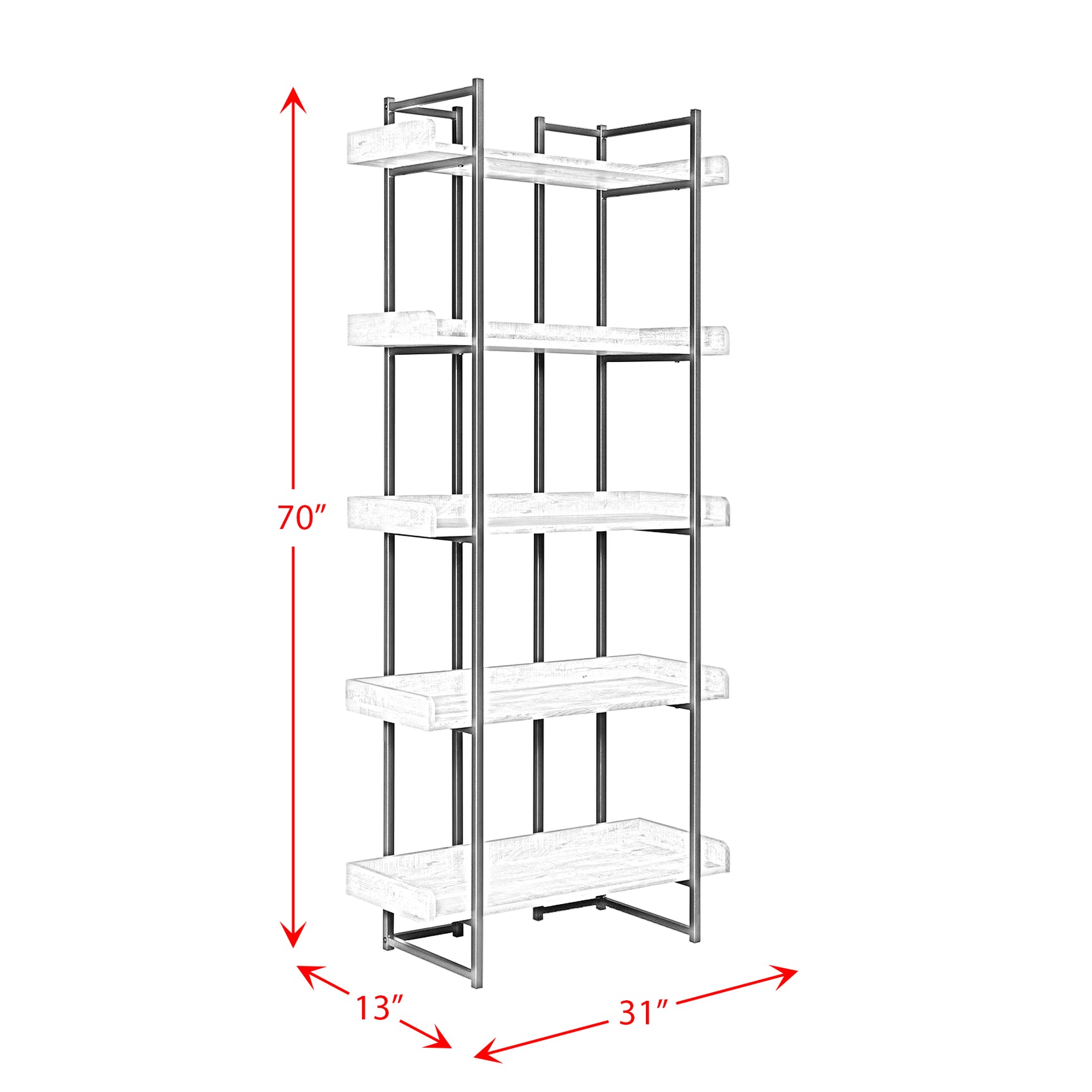 Preston Bookshelf Grey - Tampa Furniture Outlet