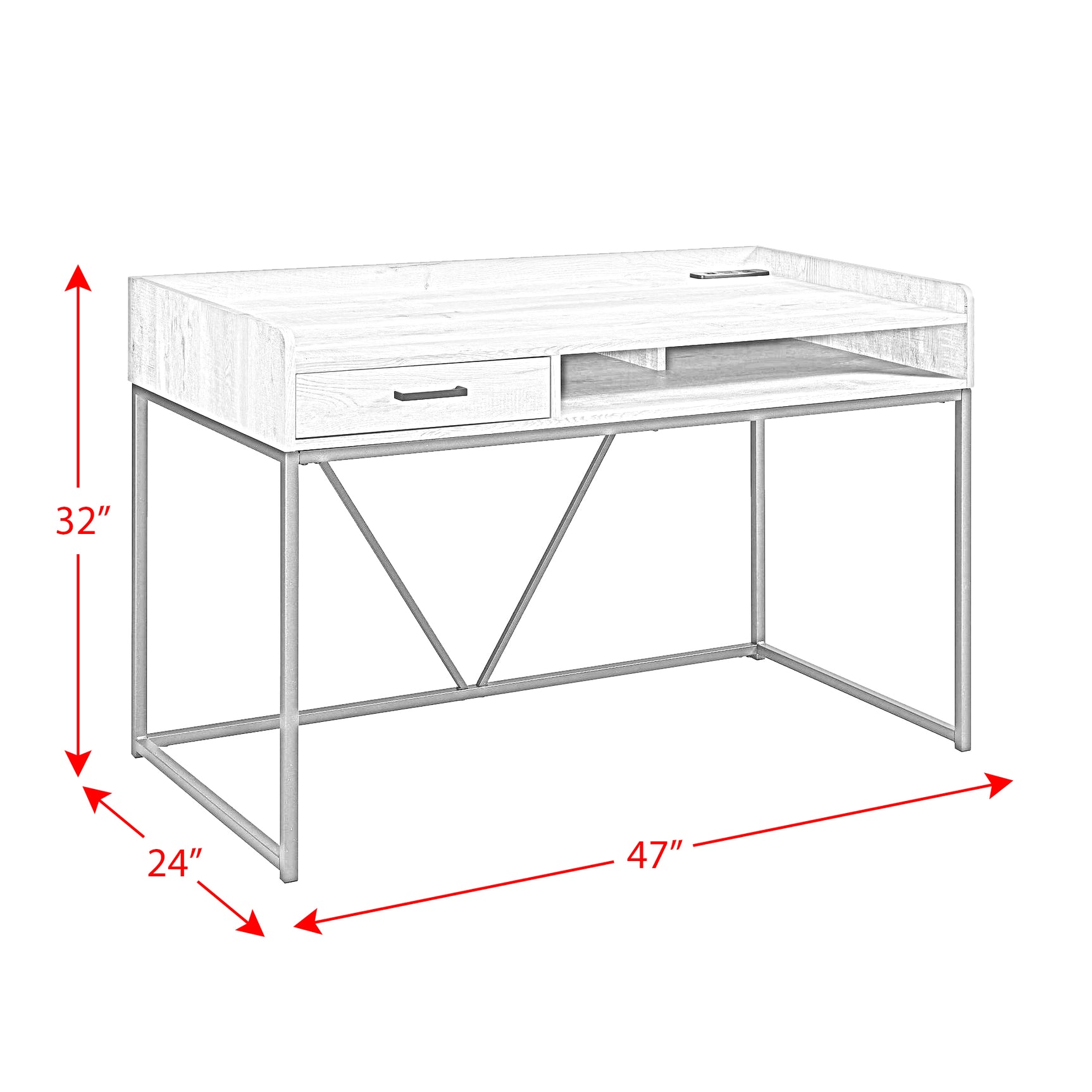 Preston Desk - Grey - Tampa Furniture Outlet