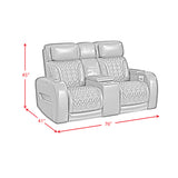 Prime Time P3 Loveseat with LED, wireless charger pocket, and Console in Jett Black with Red Stitching - Tampa Furniture Outlet