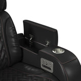 Prime Time P3 Loveseat with LED, wireless charger pocket, and Console in Jett Black with Red Stitching - Tampa Furniture Outlet