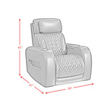 Prime Time P3 Recliner with LED and wireless charger pocket in Jett Black with Red Stitching - Tampa Furniture Outlet