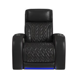 Prime Time P3 Recliner with LED and wireless charger pocket in Jett Black with Red Stitching - Tampa Furniture Outlet