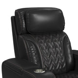 Prime Time P3 Recliner with LED and wireless charger pocket in Jett Black with Red Stitching - Tampa Furniture Outlet