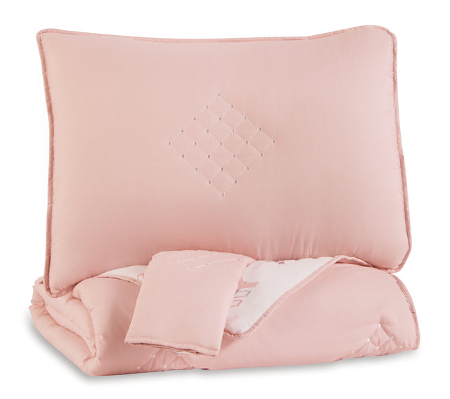 Tampa Furniture Outlet - Ashley Furniture - Lexann Full Comforter Set - Full Comforter Set / Pink/White/Gray - Q901003F