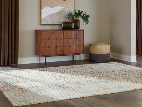 Tampa Furniture Outlet - Ashley Furniture - Uduak Rug - Large Rug / Cream/Tan/Rust - R408111