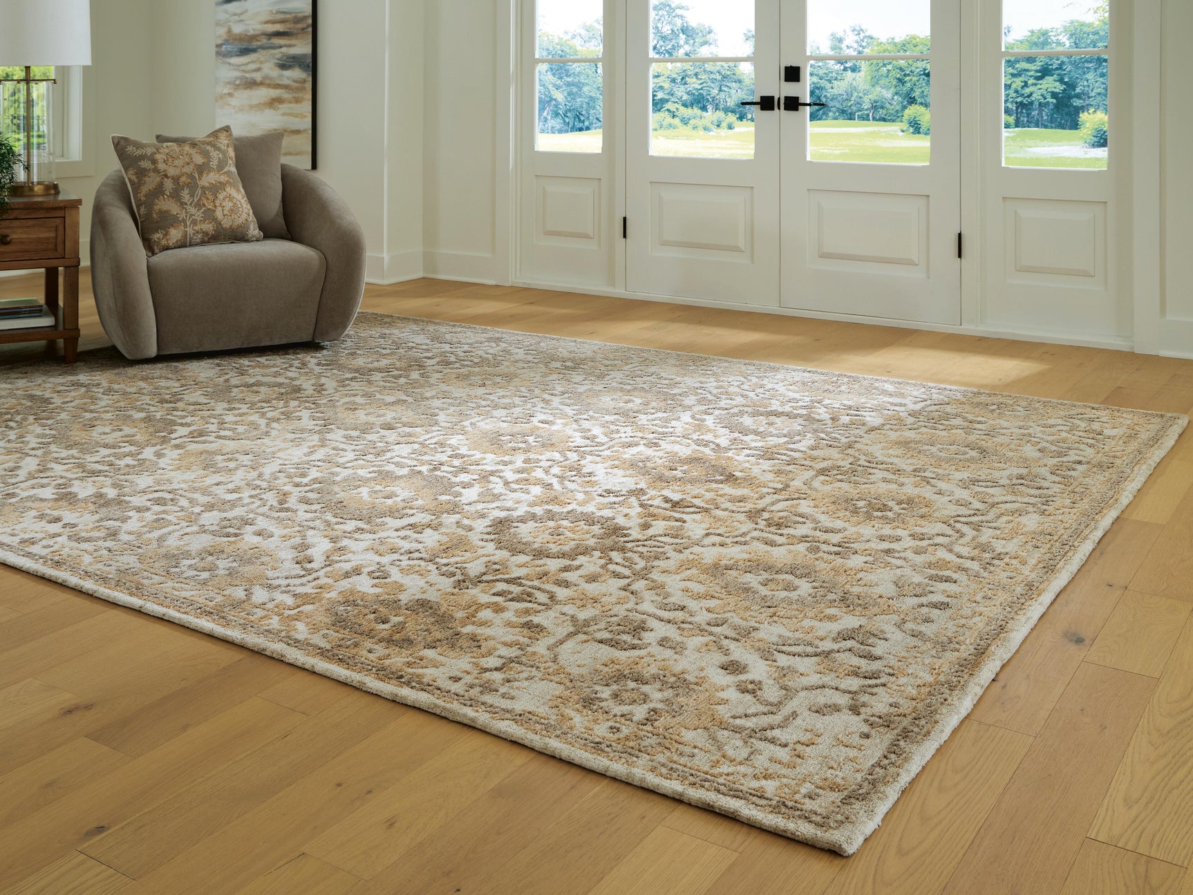 Tampa Furniture Outlet - Ashley Furniture - Sableridge Rug - Extra Large Rug / Ivory/Taupe/Camel - R408570