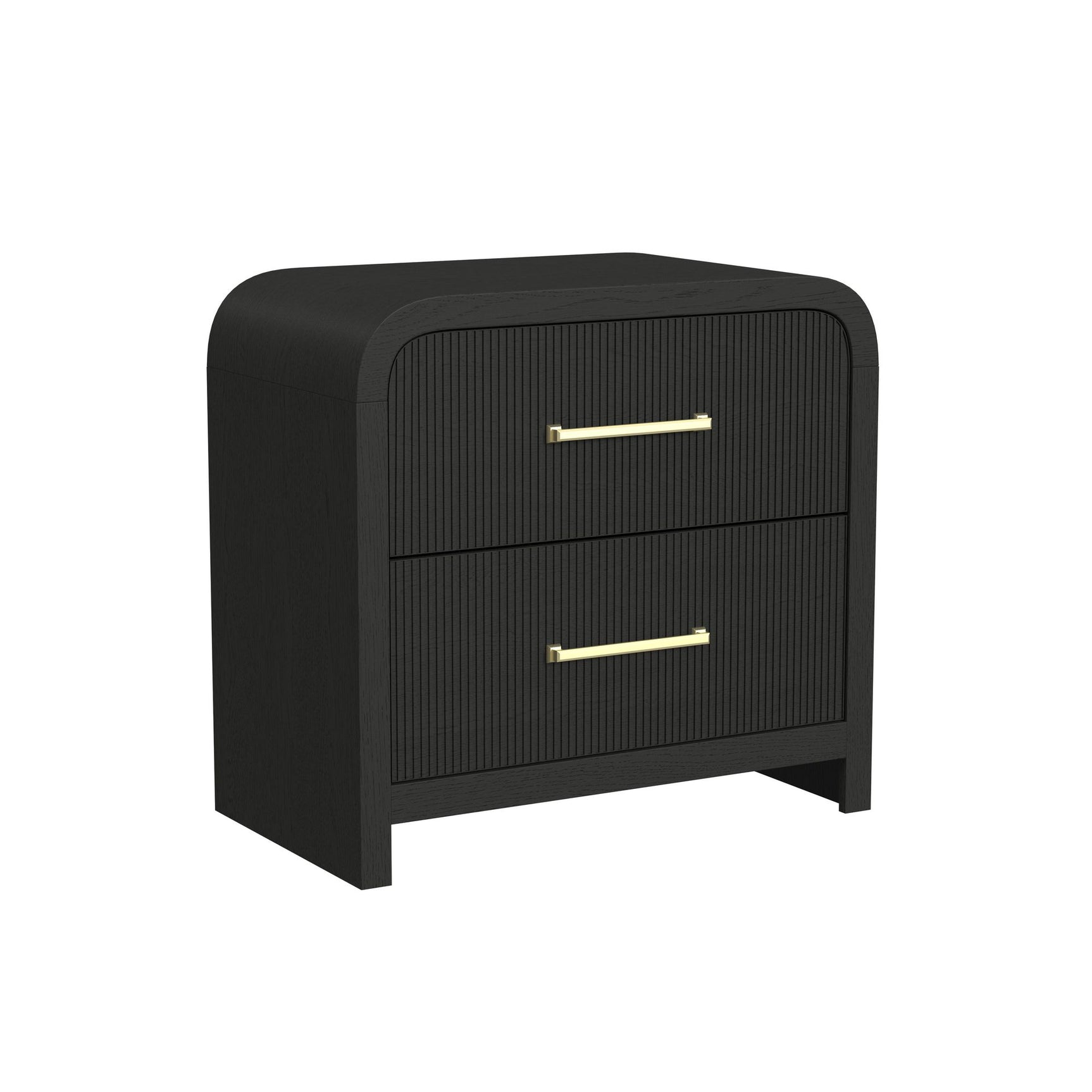 Ridgemont 2-Drawer Nightstand with USB in Black with Grain - Tampa Furniture Outlet