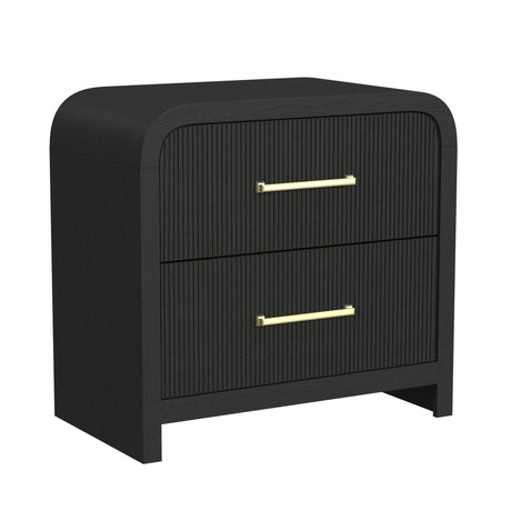 Ridgemont 2-Drawer Nightstand with USB in Black with Grain