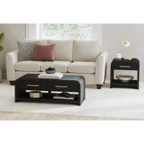Ridgemont End Table with USB in Black with Grain - Tampa Furniture Outlet
