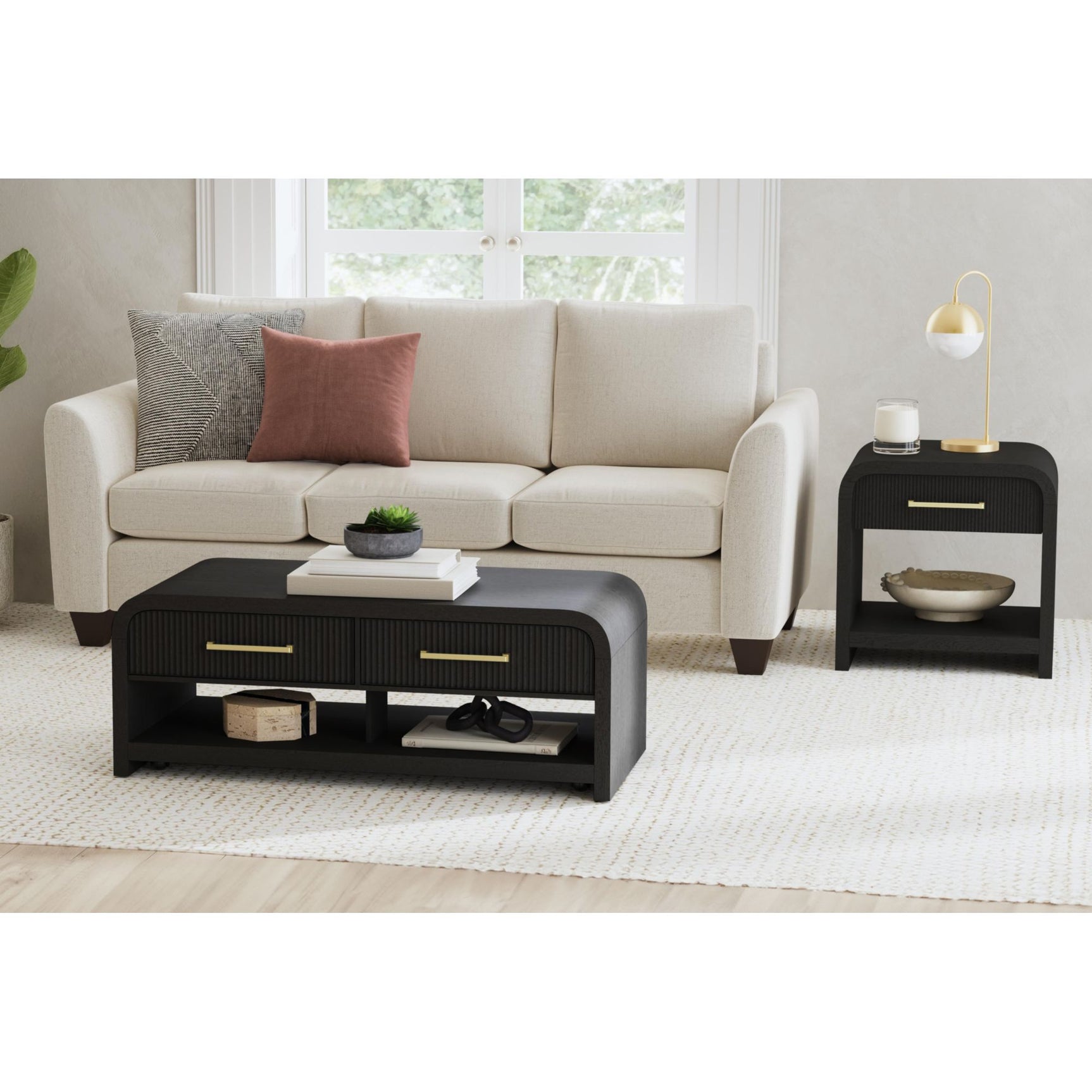 Ridgemont End Table with USB in Black with Grain - Tampa Furniture Outlet