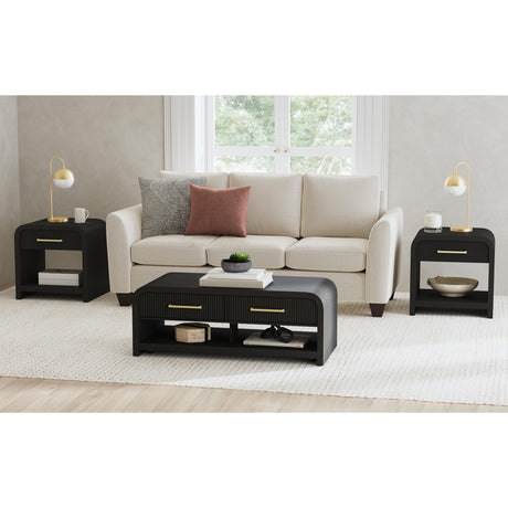 Ridgemont End Table with USB in Black with Grain – SKU T-14440-8W-ET | Elements