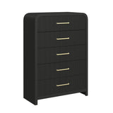 Ridgemont 5-Drawer Chest in Black with Grain - Tampa Furniture Outlet