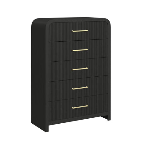 Ridgemont 5-Drawer Chest in Black with Grain