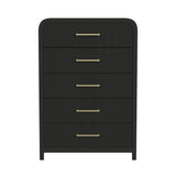 Ridgemont 5-Drawer Chest in Black with Grain - Tampa Furniture Outlet
