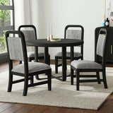 Ridgemont Dining Side Chair with Grey Fabric in Black with Grain (2 Per Carton) – SKU D-14440-8W-SC | Elements