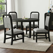Ridgemont Dining Side Chair with Grey Fabric in Black with Grain (2 Per Carton) – SKU D-14440-8W-SC | Elements