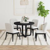 Sylvie Dining Side Chair with White Fabric in Black with Grain (2 Per Carton) - Tampa Furniture Outlet