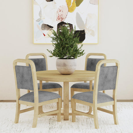 Ridgemont Dining Side Chair with Grey Fabric in Natural (2 Per Carton) – SKU D-14440-6-SC | Elements