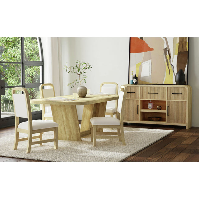 Ridgemont Dining Side Chair with White Fabric in Natural (2 Per Carton) – SKU D-14440-6-SC2 | Elements