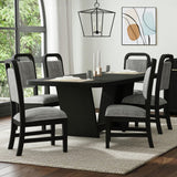 Ridgemont Dining Side Chair with Grey Fabric in Black with Grain (2 Per Carton) - Tampa Furniture Outlet