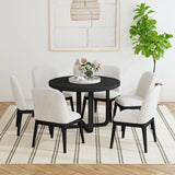 Sylvie Dining Side Chair with White Fabric in Black with Grain (2 Per Carton) - Tampa Furniture Outlet