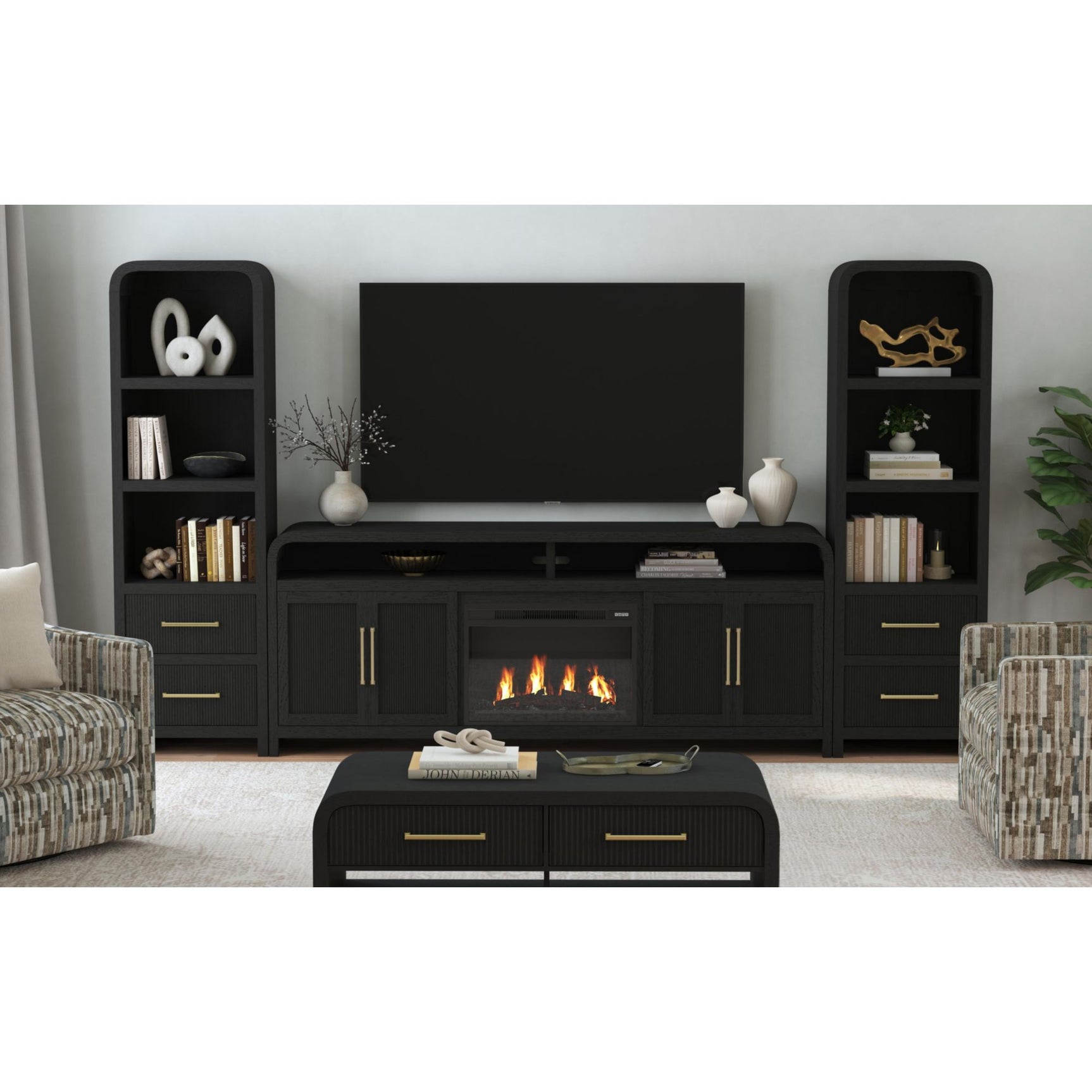 Ridgemont Side Piers in Black with Grain - Tampa Furniture Outlet