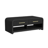 Ridgemont Coffee Table with Casters/Push Through Drawer in Black with Grain - Tampa Furniture Outlet