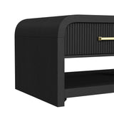 Ridgemont Coffee Table with Casters/Push Through Drawer in Black with Grain - Tampa Furniture Outlet