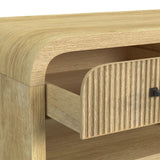 Ridgemont Coffee Table with Casters/Push Through Drawer in Natural - Tampa Furniture Outlet