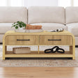 Ridgemont Coffee Table with Casters/Push Through Drawer in Natural – SKU T-14440-6-CT | Elements