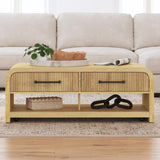 Ridgemont Coffee Table with Casters/Push Through Drawer in Natural – SKU T-14440-6-CT | Elements
