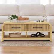 Ridgemont Coffee Table with Casters/Push Through Drawer in Natural – SKU T-14440-6-CT | Elements